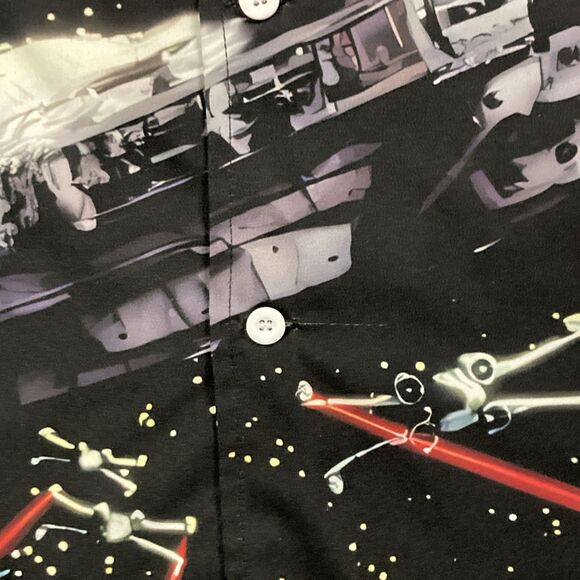 Hoo Shops x Space War Space Light Hawaiian Short Button Sleeve Fan Shirt 3X - Picture 5 of 11